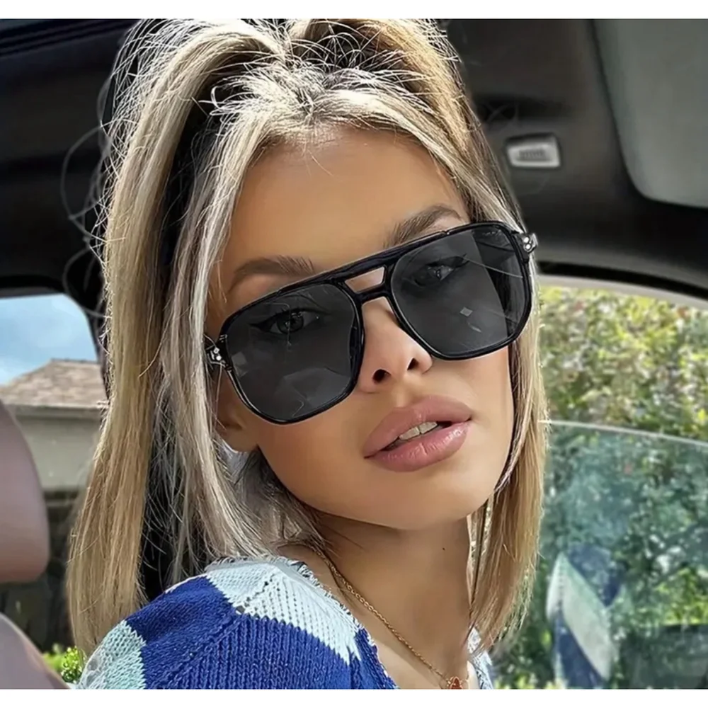 Square Black Framed Sunglasses with Gray Lenses